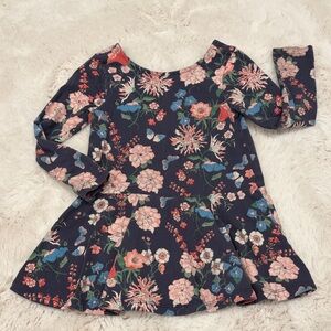 Tea Collection Knit Floral Drop Waist Dress 2T